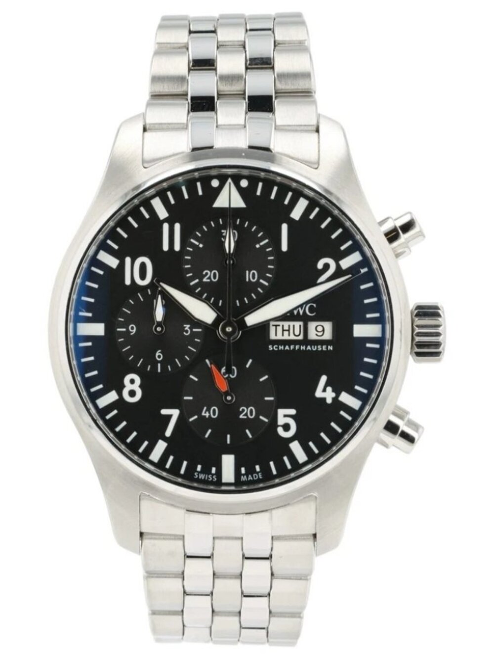 IWC Pilots Chrono Black Dial Stainless Steel 43mm Automatic Mens Watch IW378002